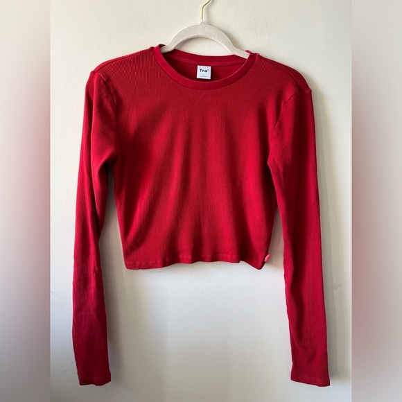 Aritzia Tops - Aritzia Tna Red Long-sleeve Ribbed Tee
